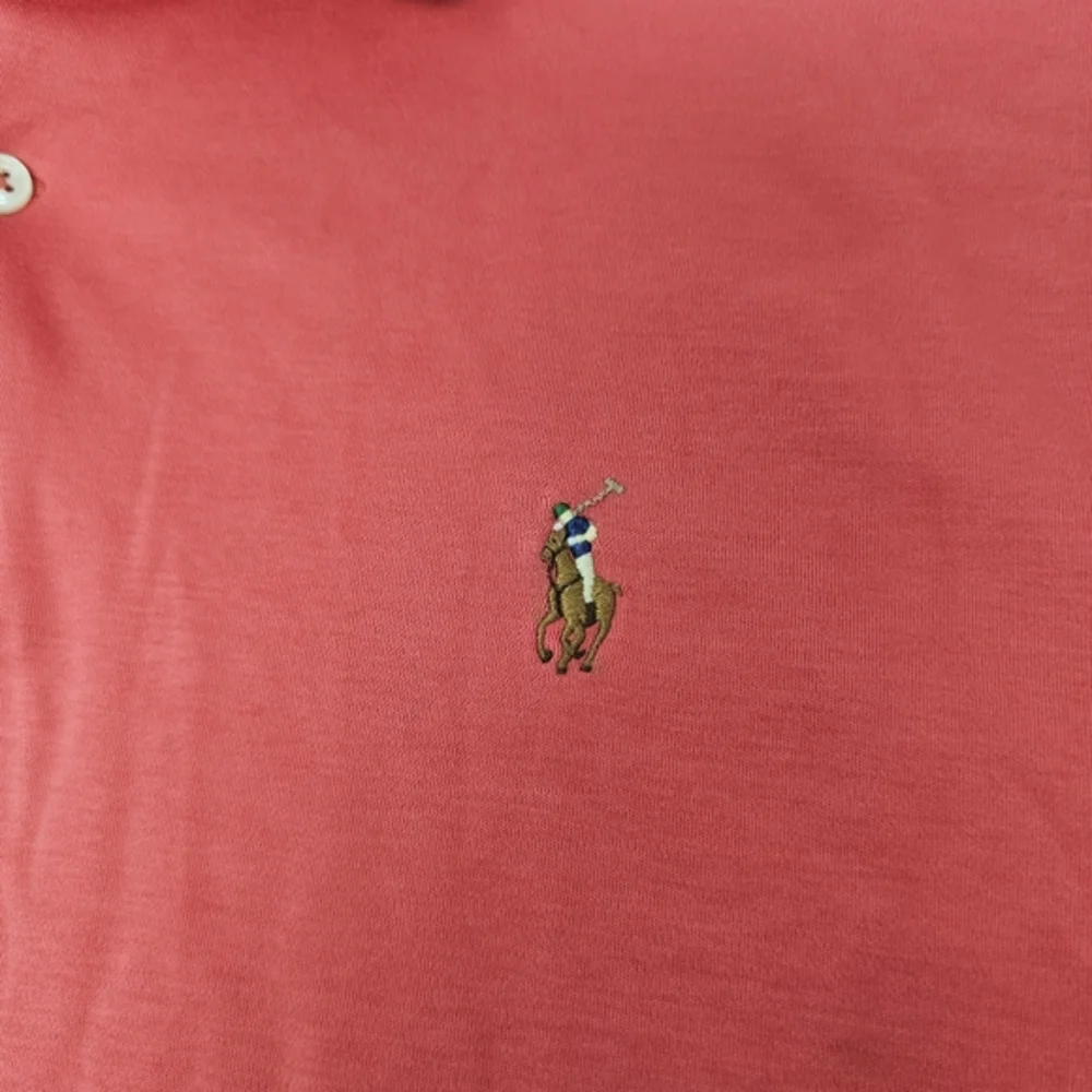 Polo Ralph Lauren Men’s Custom Slim Fit Soft Touch Polo Shirt Size L Orange Red.